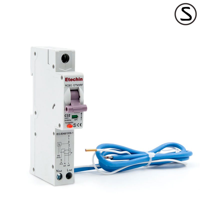 1P+N, RCBO, B, C curve, ETM3RF, Electronic Residual Current Breaker with Over-Current protection, din rail