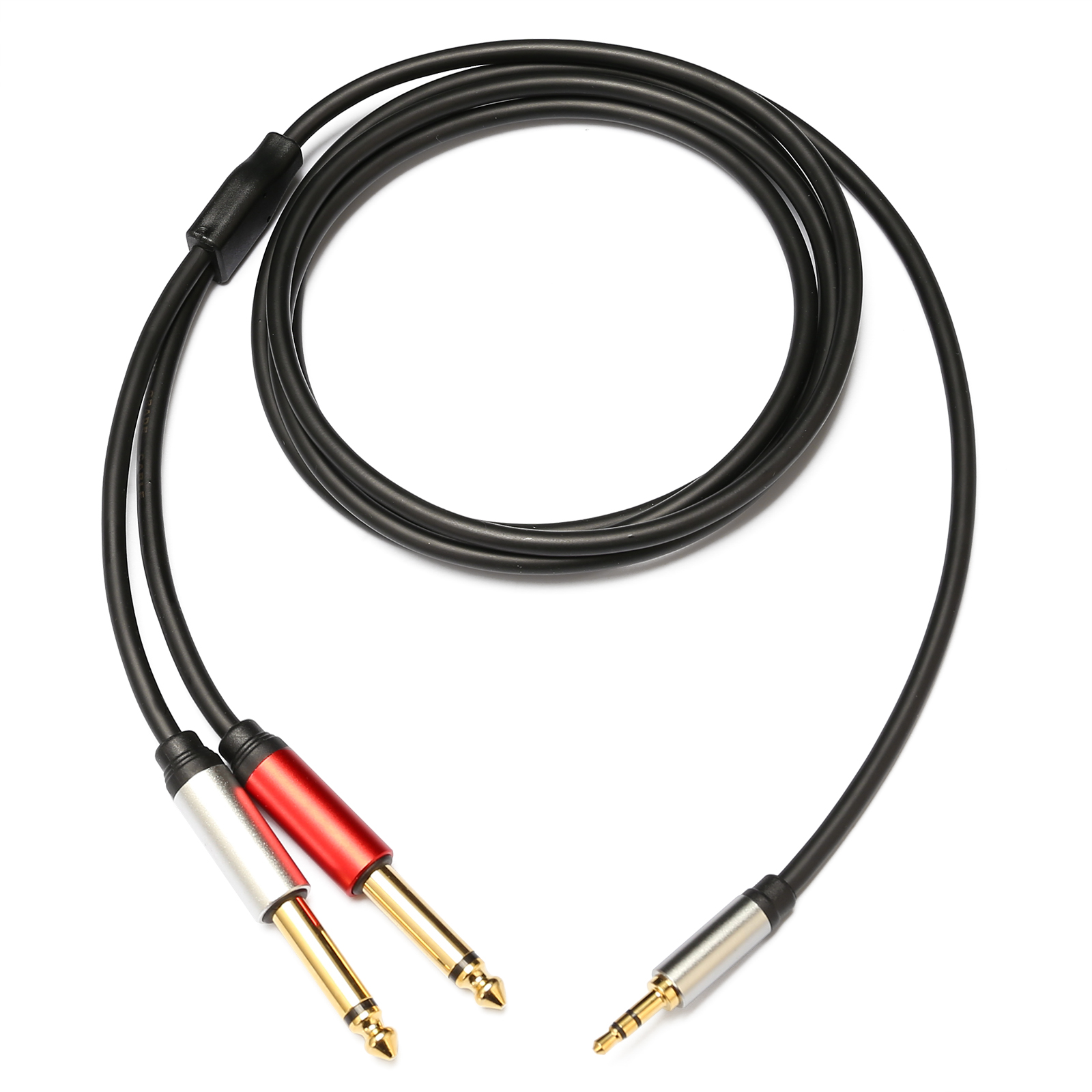 3.5 to dual 6.35 one to two adapter audio cable