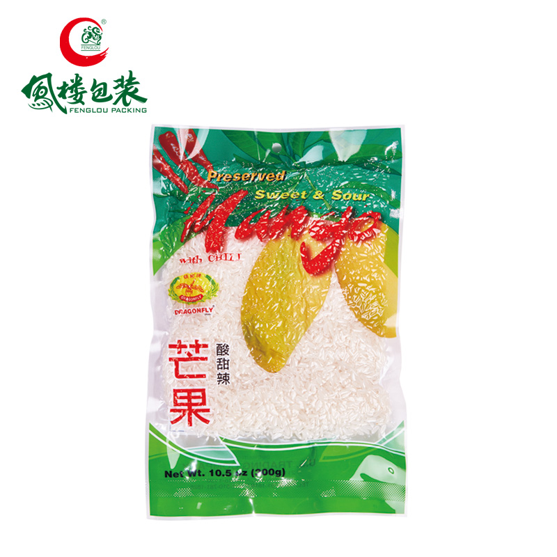 Cutomized food grade three side seal preserved mango  bags with transparent window Clear Vacuum Bags clear food pouch rice 1kg bag package grain vacuum pouch