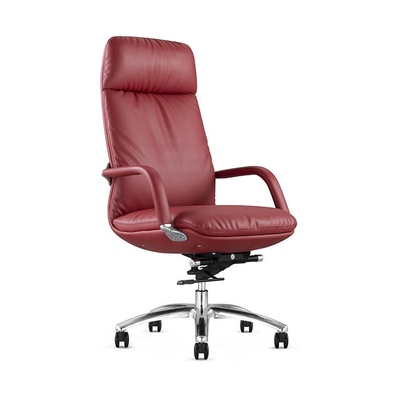 High Back Executive Chair, Mid-Back Office Chair, Height Adjustable Red leather Chair, Visitor Chair
