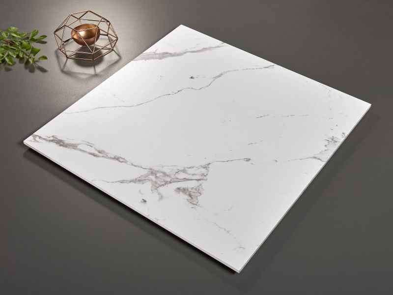 Venato Carrara White Marble Look Porcelain Tile In 600x600mm With Matt and Polished Finish
