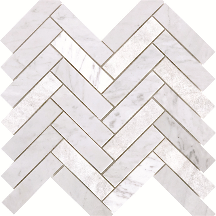 Herringbone Forma Tuscany Marble Mosaic Tile Mesh-Mounted For Floor and Wall 