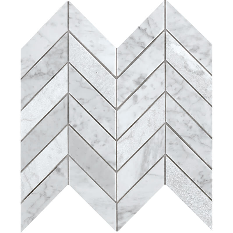 Arrow Chevron Shape Forma Tuscany Marble Mosaic Tile Mesh-Mounted For Floor and Wall 