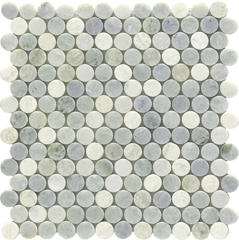 Penny Round Natural Marble Stone Mosaic Tile Mesh-Mounted For Floor and Wall 