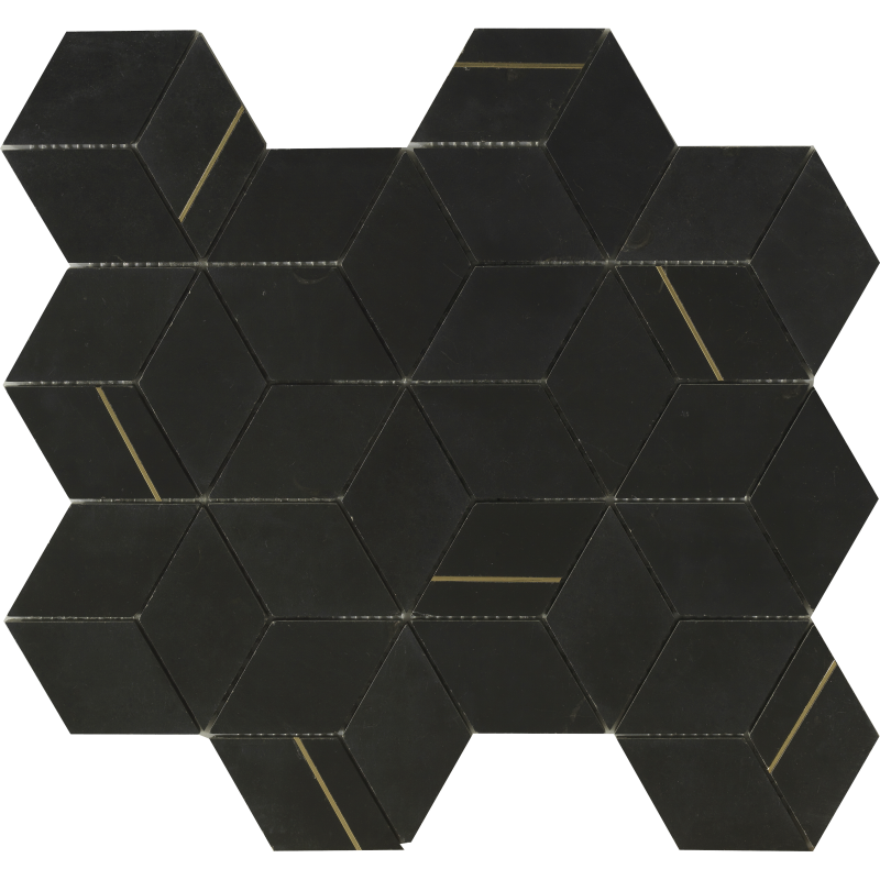 Natural Marble Stone Mix Metal Mosaic Tile Parallelogram Hexagon Cube Gold Metal Stainless Steel 304 