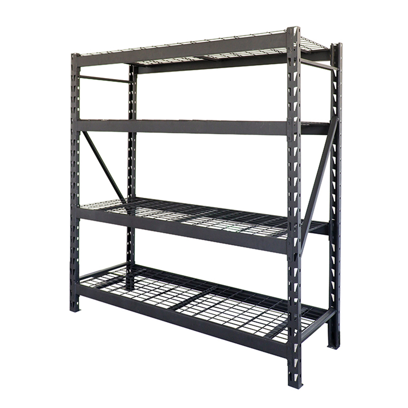 Heavy duty treadplate welded steel rack with 4 wire shelves