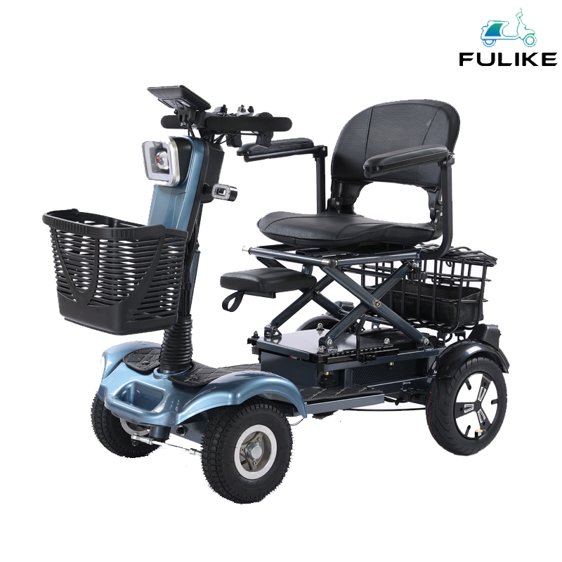 New Energy Vehicle Four Wheel Electric Mobility Scooter Handicap Motorcycle for Diabled Elderly Mobility Scooter 350W 48V/12V with Rear Box Bike