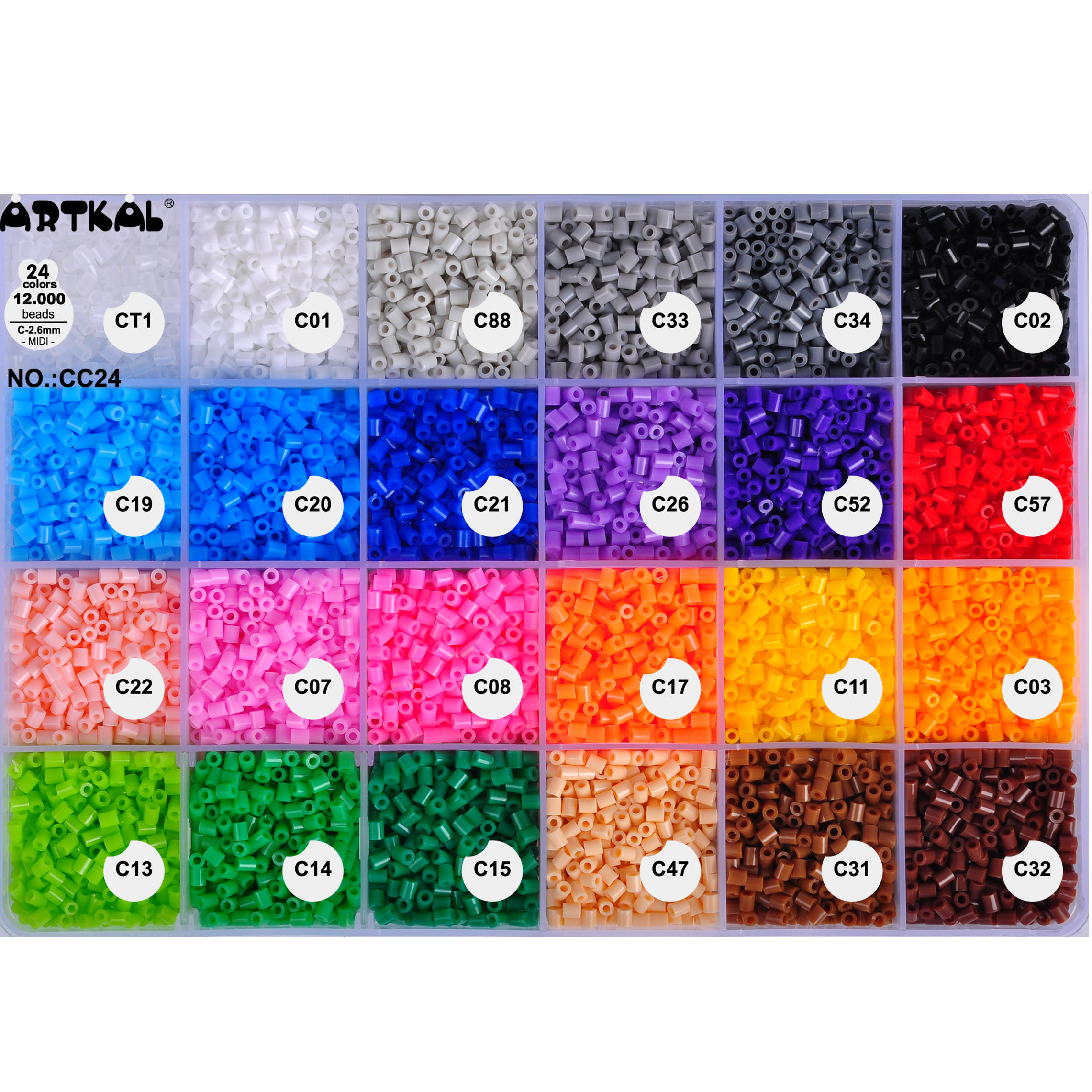 Artkal Fuse beads Perler 24 Grids 2.6mm Hama Beads Kit 12000 Pcs DIY toys kits for girls and boys