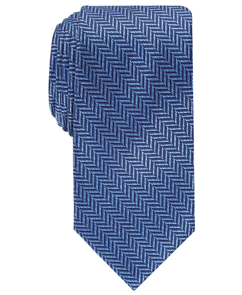 Jacquard Herringbone Blue Premium Silk Tie