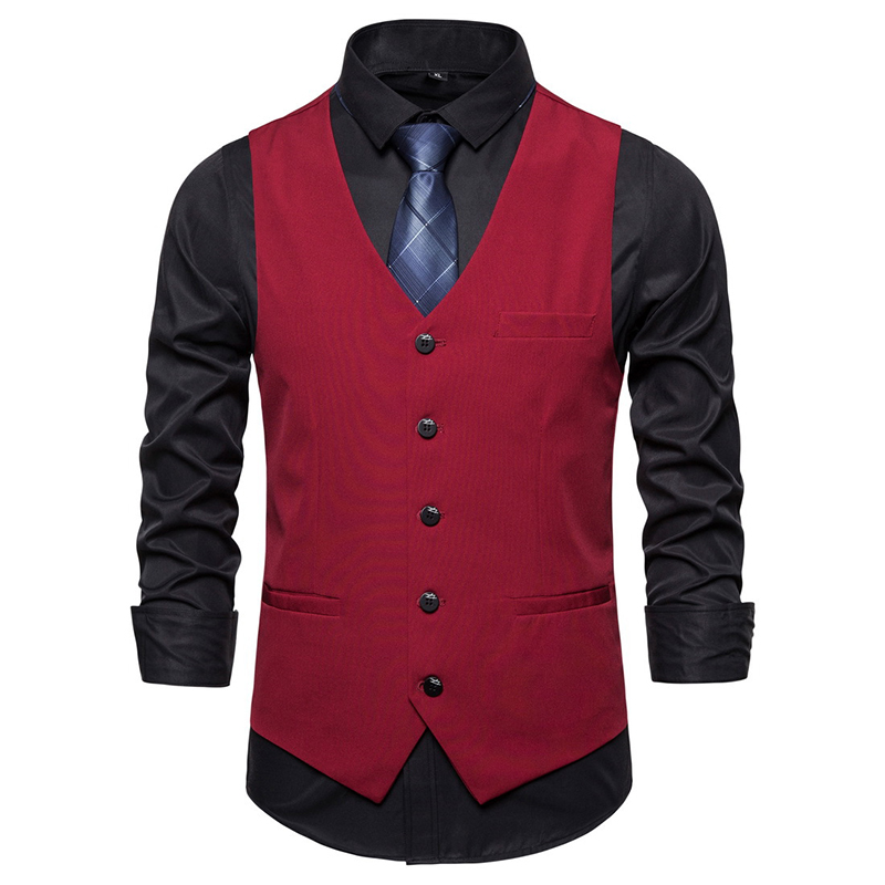 Men'S Solid Polyester Wedding Vest Coat 