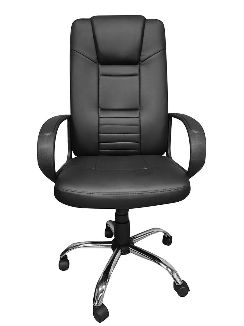 Black Leather Adjustable Boss Office Chair With Wheels