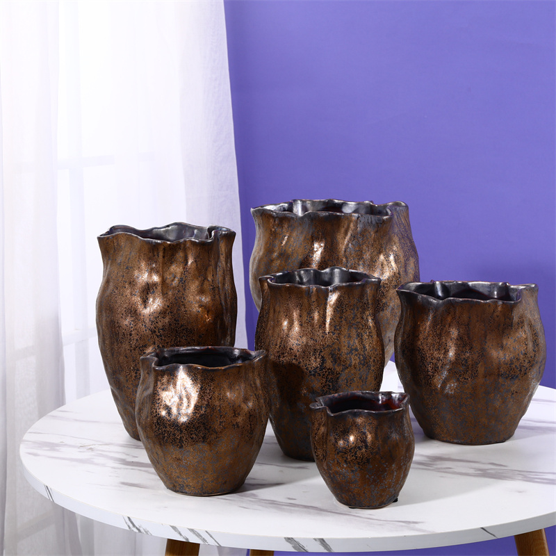 Unique Irregularity Surface Home Décor Ceramic Pot & Vase