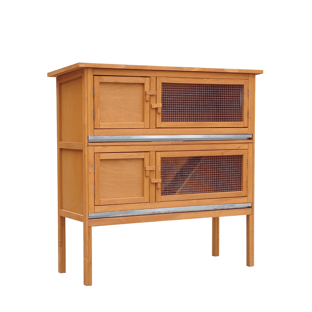 P138 Wood Rabbit Hutch With Two Floors And Raisede Legs