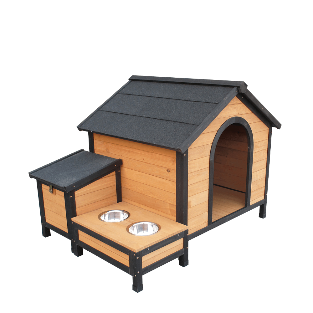  P346 Waterproof Wooden Outdoor Dog Kennel With Storage And Pot