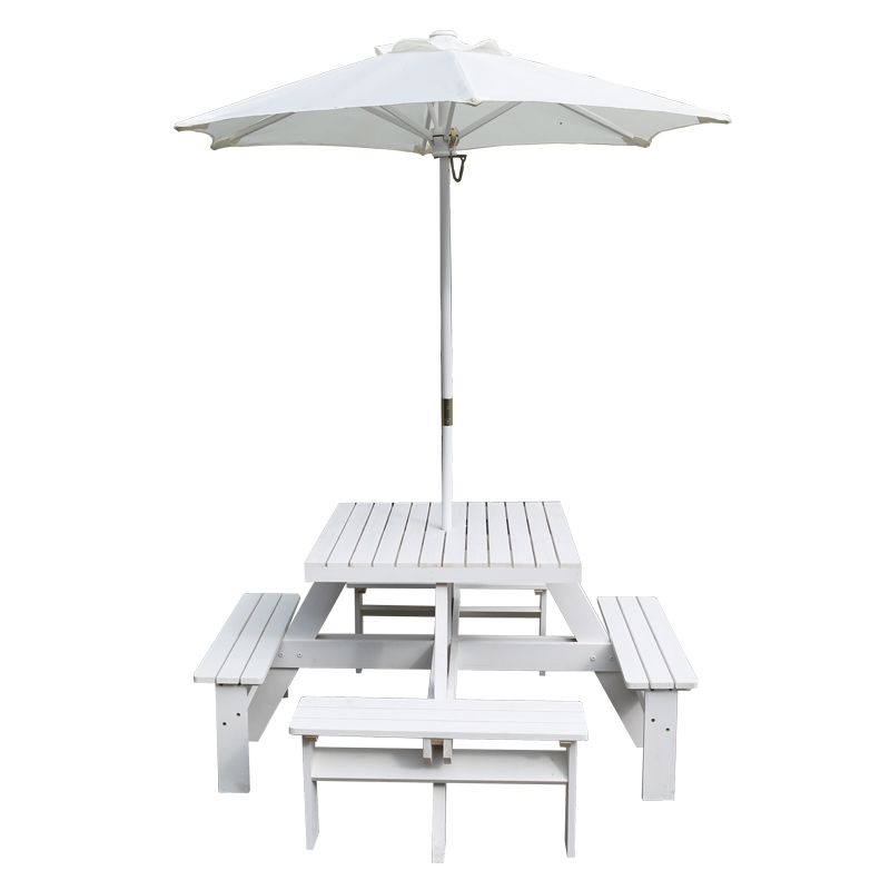 C390 Good Quality Wooden Outdoor Picnic Table Sets with Bench & Parasol