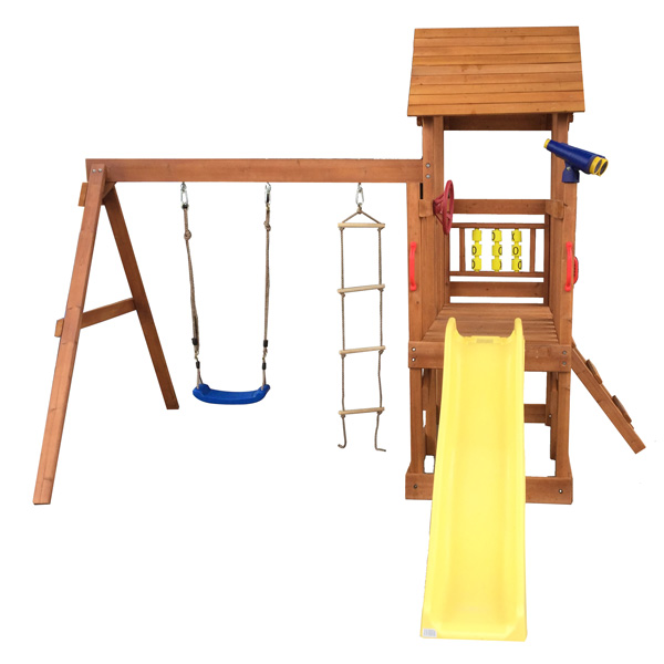 Wooden Kids Swing And Slide With Platform