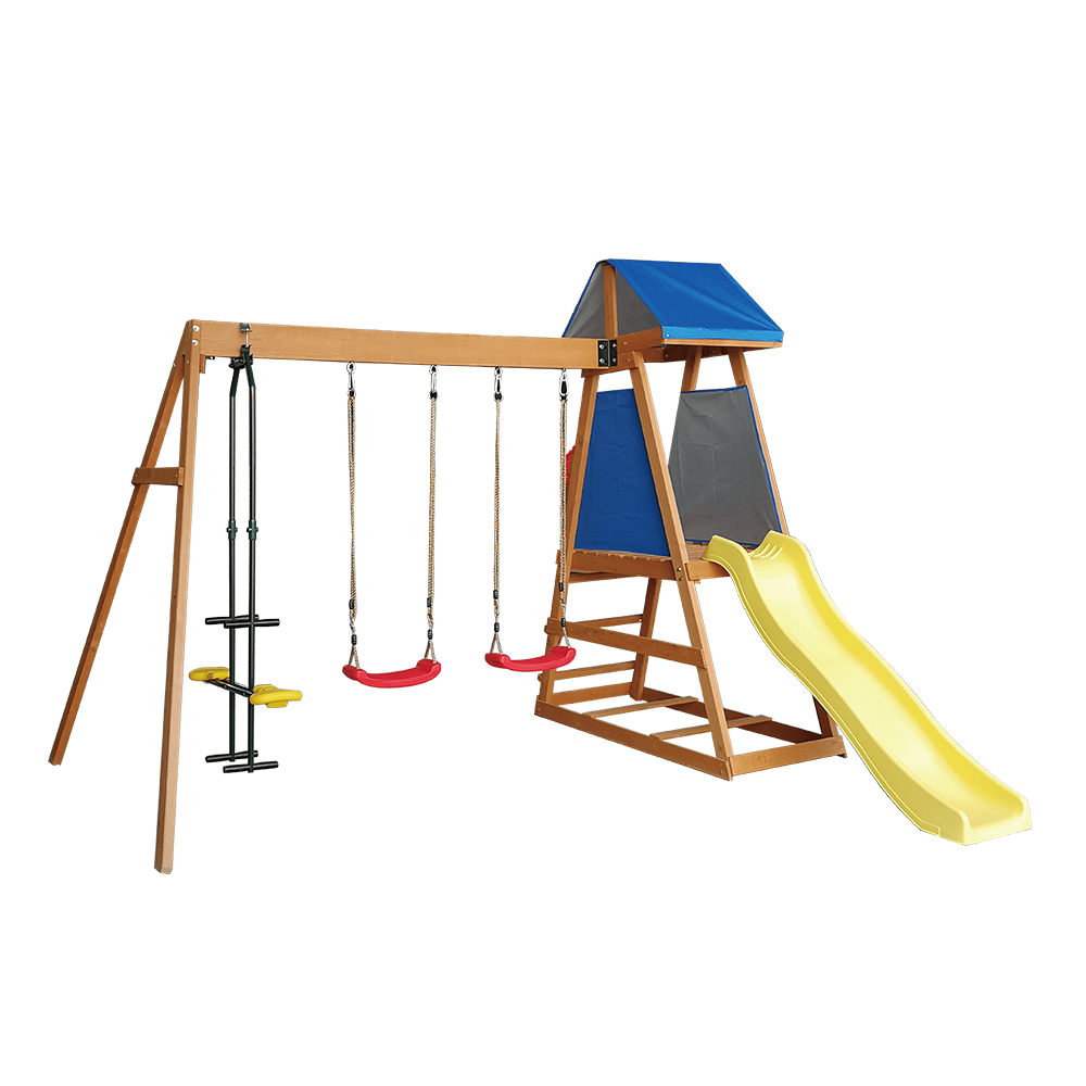  C044 Wooden Kids Swing And Slide Set