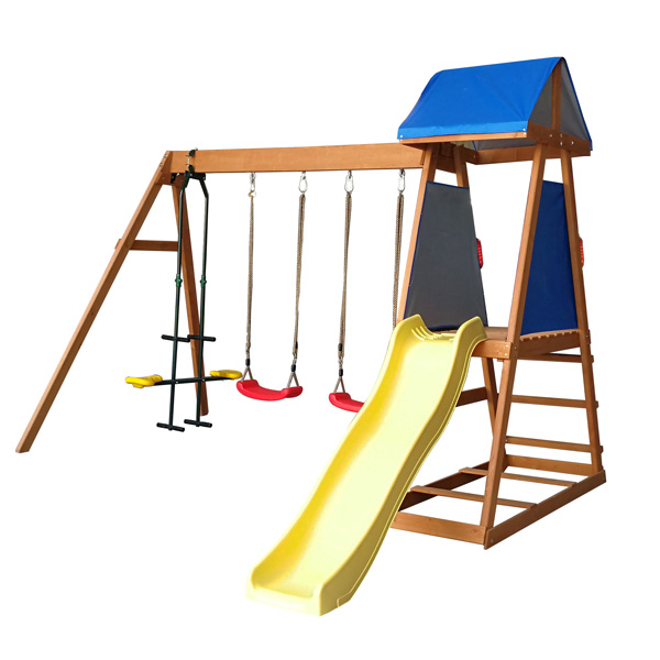  C044 Kids Funny Wooden Swing And Slide Playground