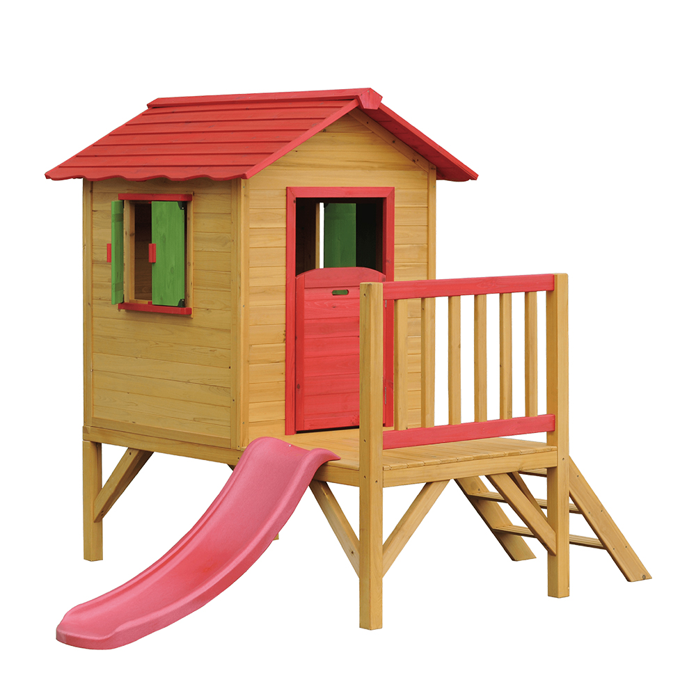 C229  Children Playhouse Wooden Outdoor With Slide