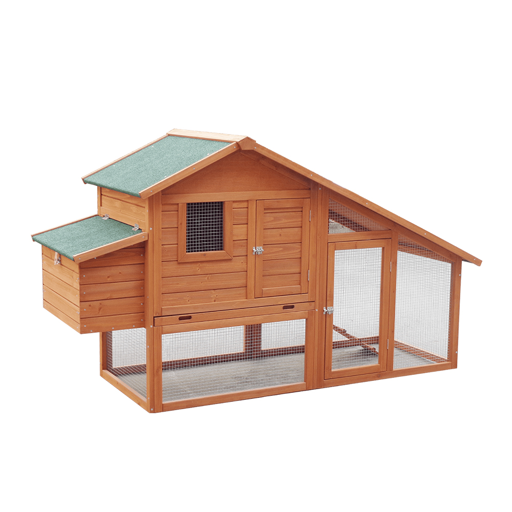 P517 Weather-Proof Wood Chicken Coop With Storage And Tiered Space