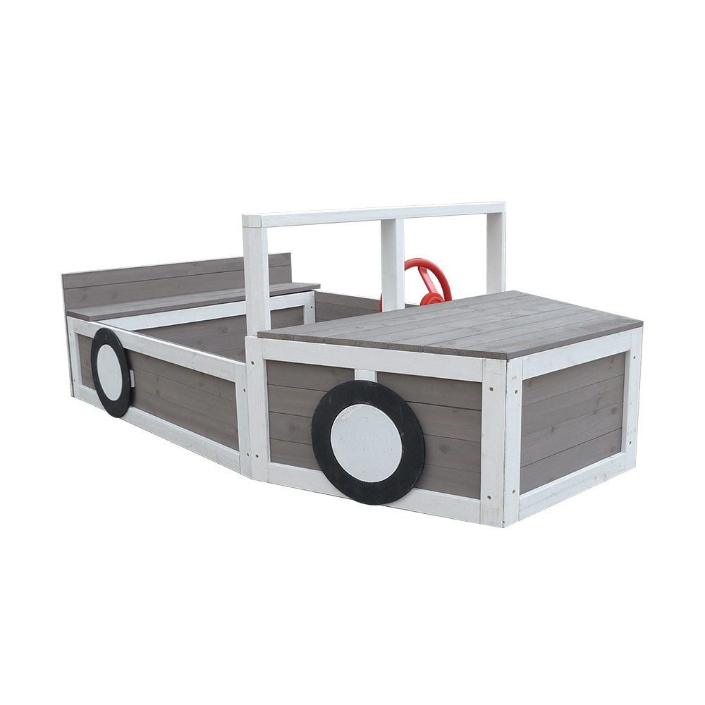 C296 Wood Boat-shaped Sandbox With Steering Wheel