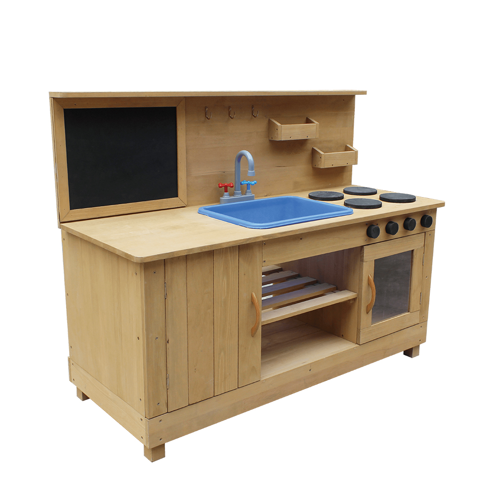  C411 Children Mud Kitchen With Pot and Tap and Blackboard