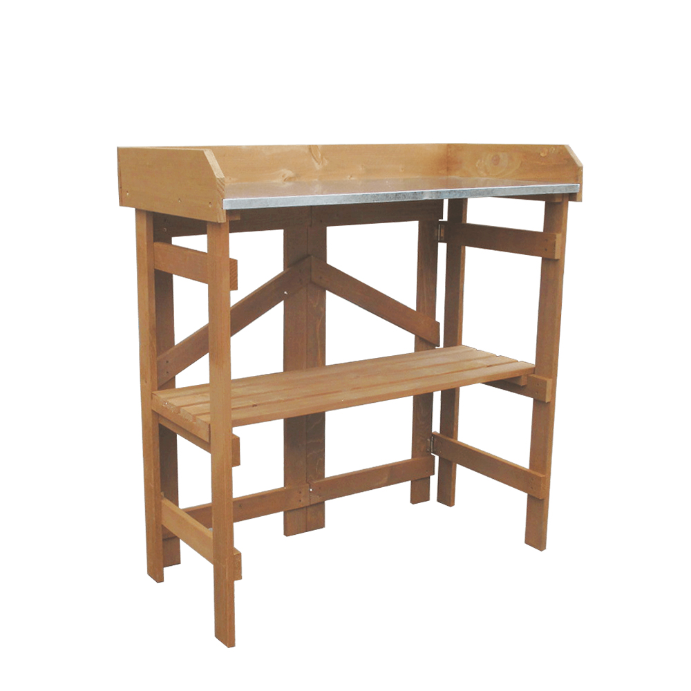G421 Wood Folding Planting Table With Zinc Surface