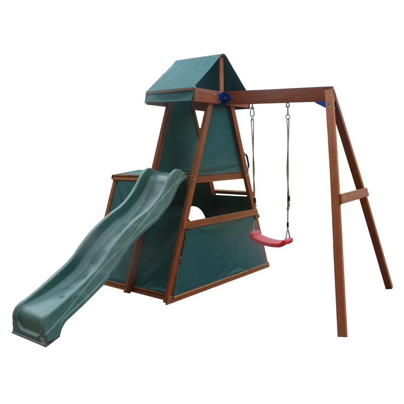  C165 Garden Kids Wooden Swing And Slide Set Playground
