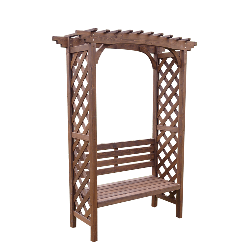 G411 Wooden Lattice Garden Arch With Chair