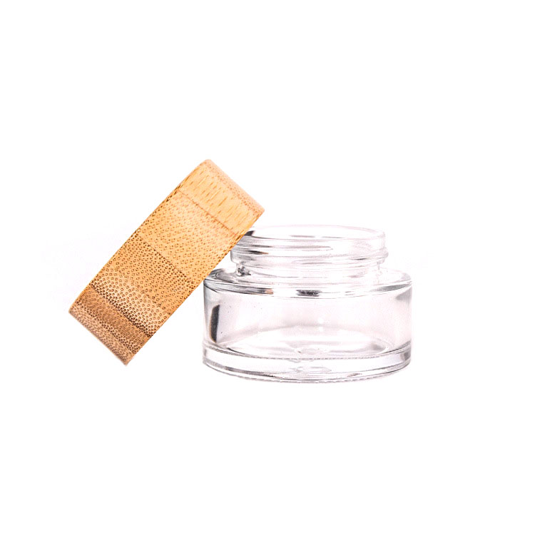 GYL GLASS JAR SCREW TOP- CLEAR/FROSTED JAR WITH WOODEN LID
