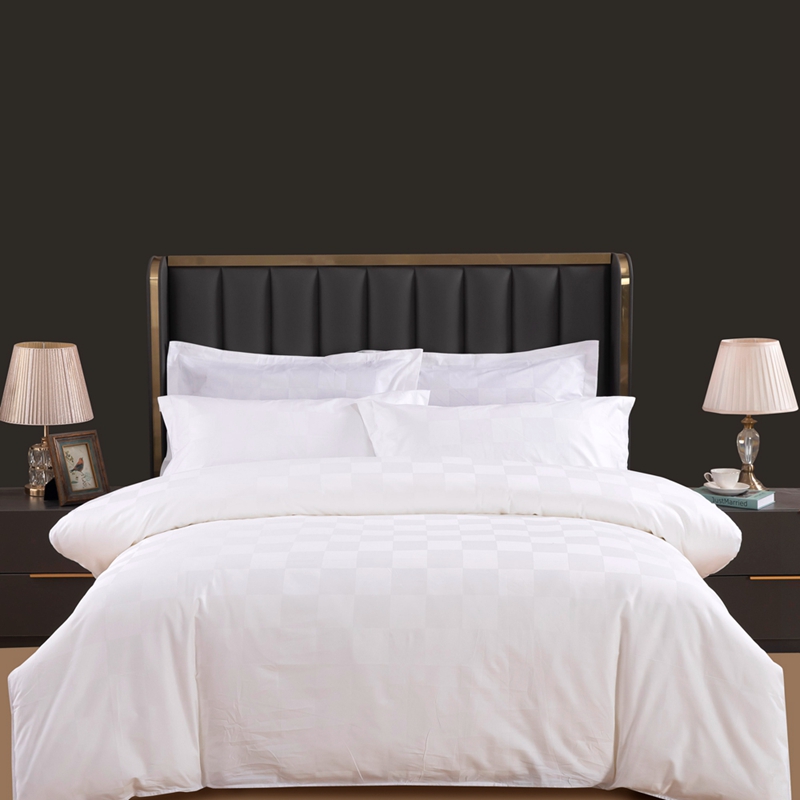 Classic Luxury 100% Cotton White Jacquard Hotel Linen Bedroom Bedding Sheet Set
