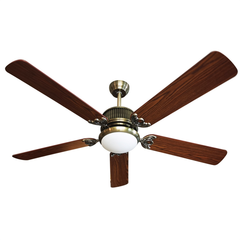 Retro Style 56 Inch Light Fan 5 Plywood Blades Remote Control Antique LED Ceiling Fans Light