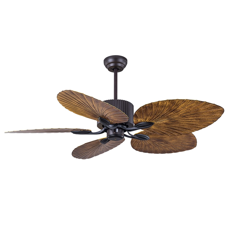 Retro Style 52 Inch Celling Fan ABS Palm Leaf Fan Dc Remote Control Decorative Ceiling Fan