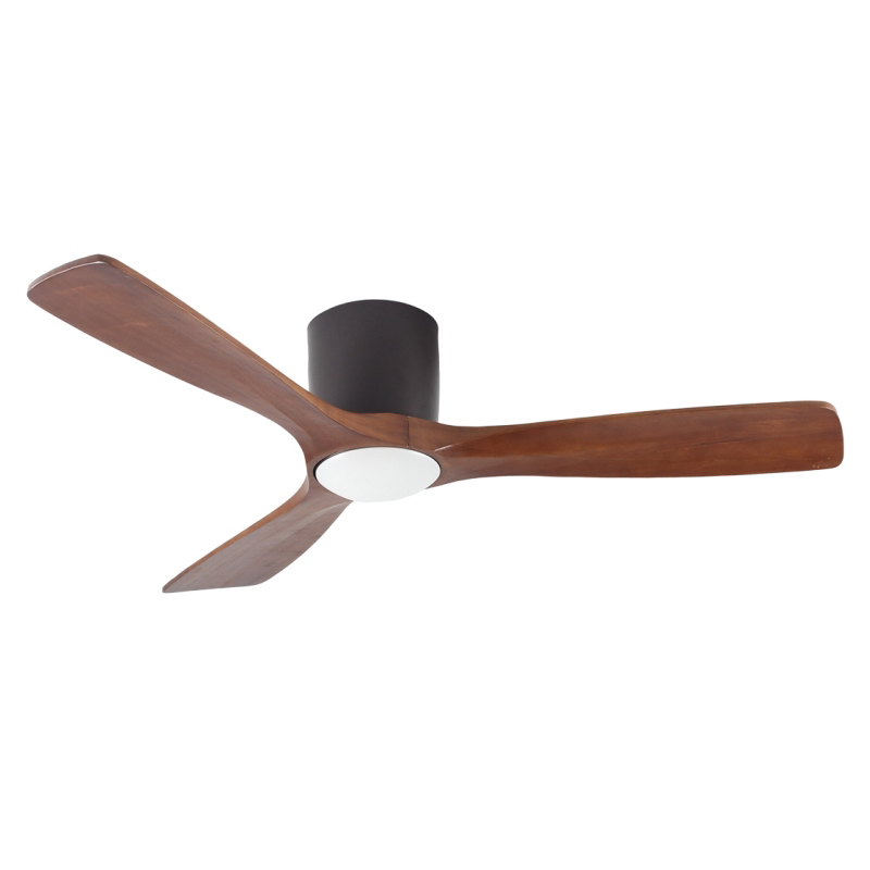 Nordic Decorative 3 Solid Wood Blades Ceiling Fan LED Light Dc Flush Mounted False Ceiling Fan with Light and Remote