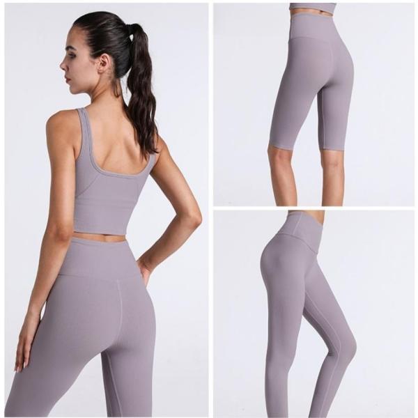 Running pants threaded naked sense five-point sports short female waist high hip peach yoga clothing yoga short female