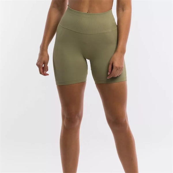 Women High Waist Compression Seamless Ribbed Scrunch Back Yoga Shorts