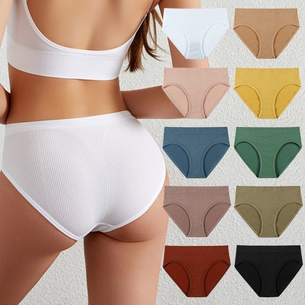 Underwear women's seamless comfortable large size mid-waist triangle underwear pure cotton breathable buttock lifting solid color ladies underwear head