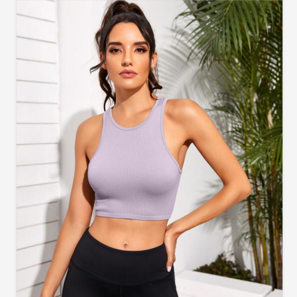 Sleeveless Sports Vest Women No Breast Pad Fitness Tops Loose Breathable Sexy Seamless Knitting Yoga Clothes Women