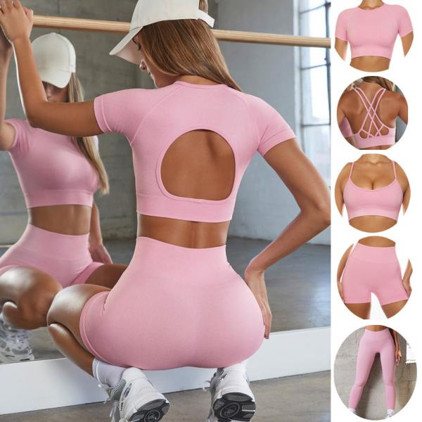 Explosive style yoga clothing women's sports fitness short-sleeved underwear high waist hip-lifting shorts trousers suit