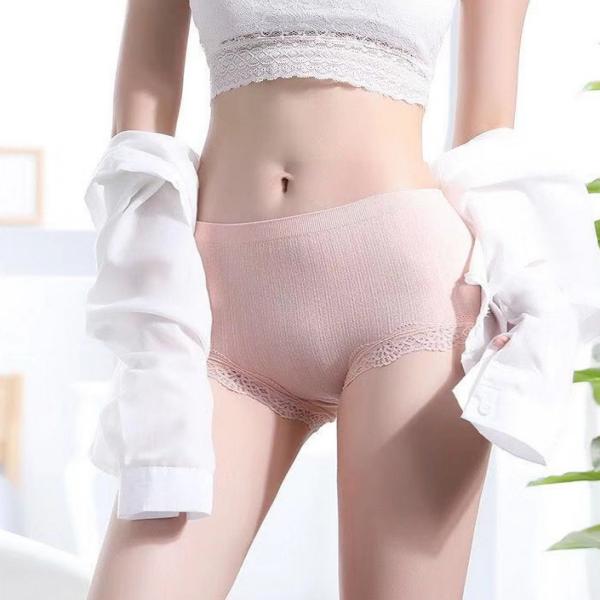 Seamless underwear women's modal lace sexy mid-waist seamless breathable cotton file large size ladies briefs