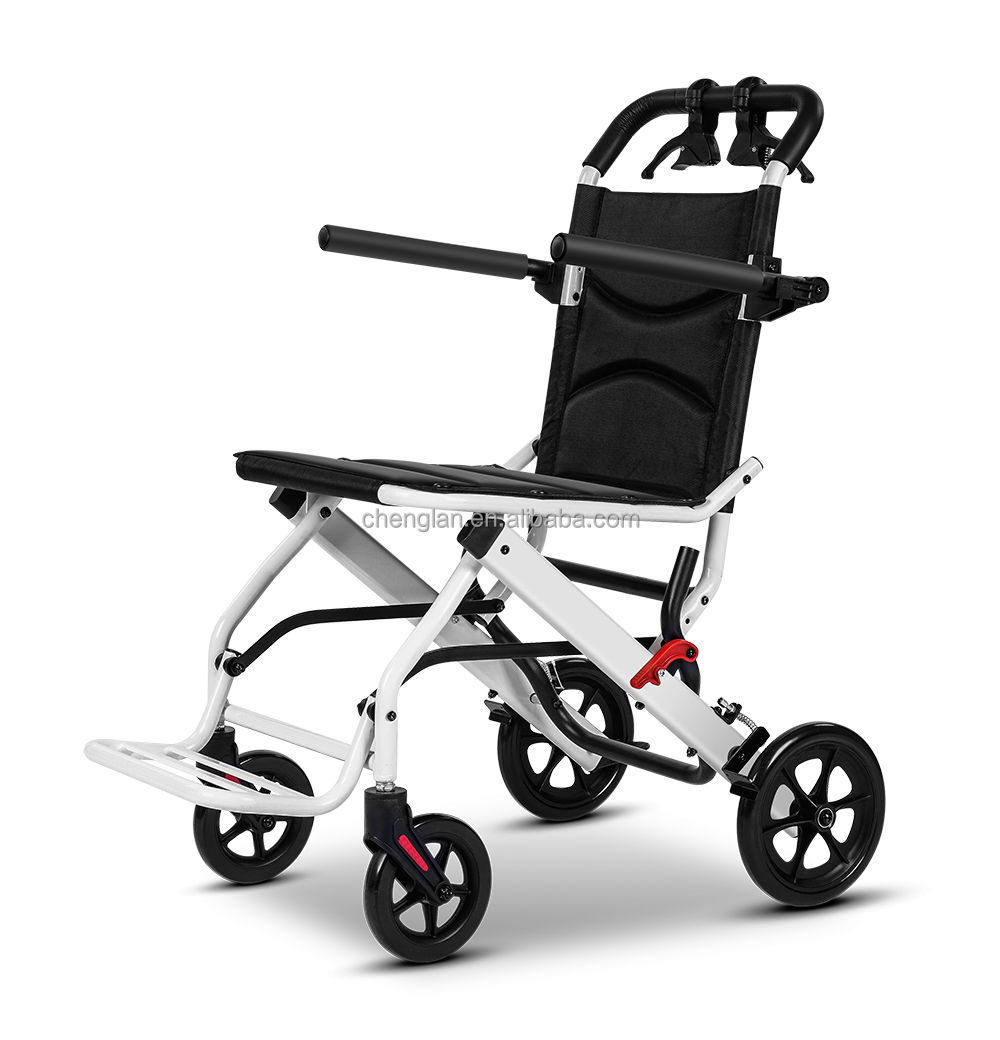 Ultra-light aluminum alloy foldable wheelchairs that can be carried on planes, suitable for disabled elderly people
