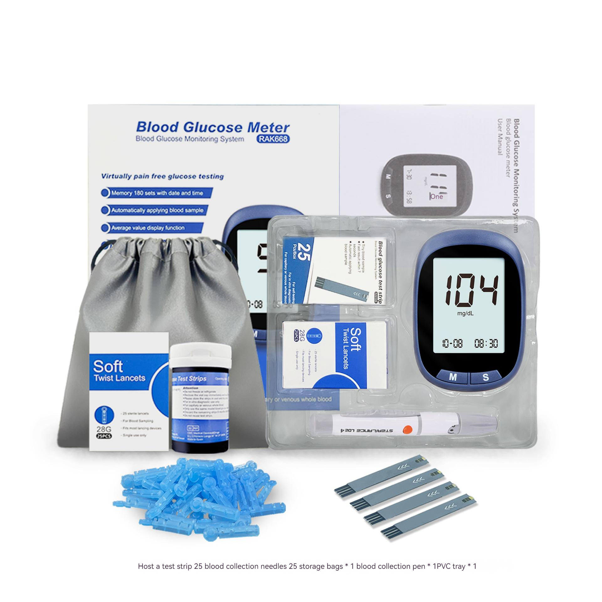 DBG-001 Portable Blood Glucose Test Kit For Home Use