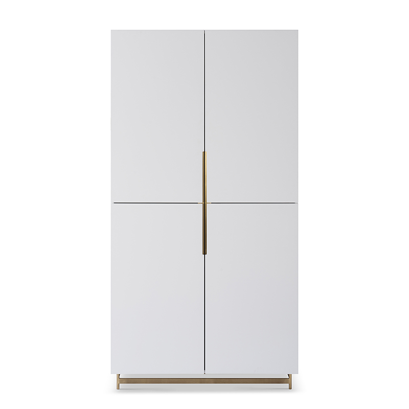 Two Door High Stanard Modern Luxury Lacquer Stainless Steel Wardrobe Wooden Metal Home Bedroom Furniture Manufacturer China Customized Supplier