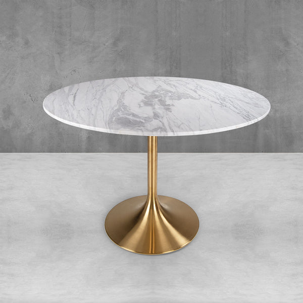 Stylish Marble Coffee Table with Antique Brass Base