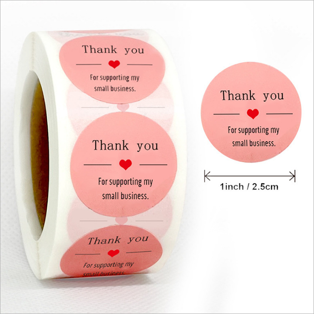 China Factory Custom 1/1.5 inch Circle Stickers Round Label 500 Small Business Thank You Stickers