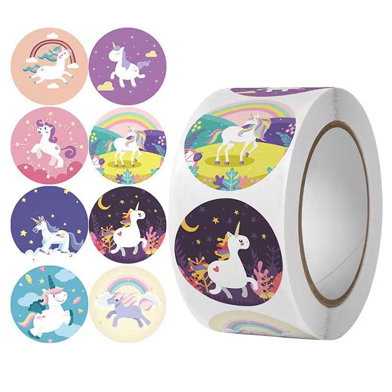China Custom Unicorn pattern Label Printing Thank you Gift Adhesive Label Stickers for Party