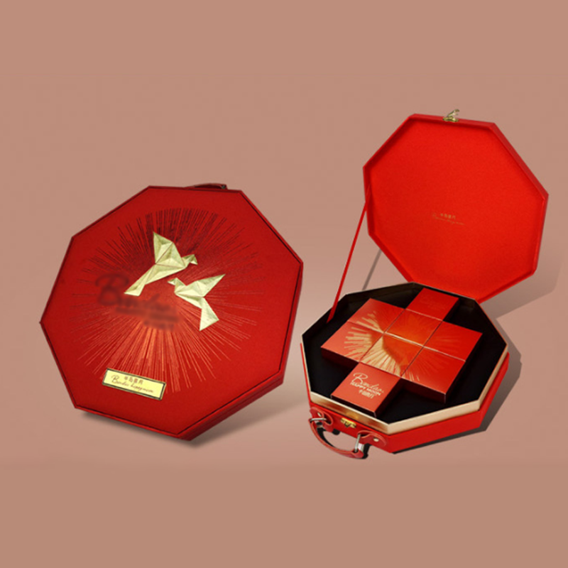 Custom Logo Printed Designer Box Red Cardboard Luxury Packaging Mooncake Gift Paper Boxes