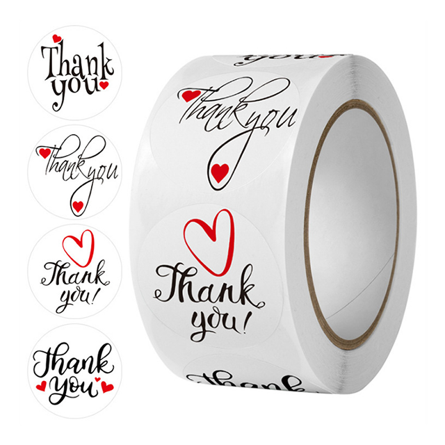 Wholesale Adhesive Round Labels Beauty Flower Custom Paper Roll Thank You Sticker For Decoration