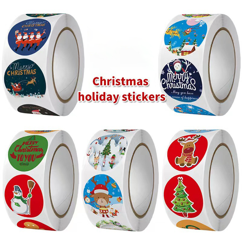 Wholesale Price Custom Cartoon Christmas Theme Gift Adhesive Label Stickers Supplier