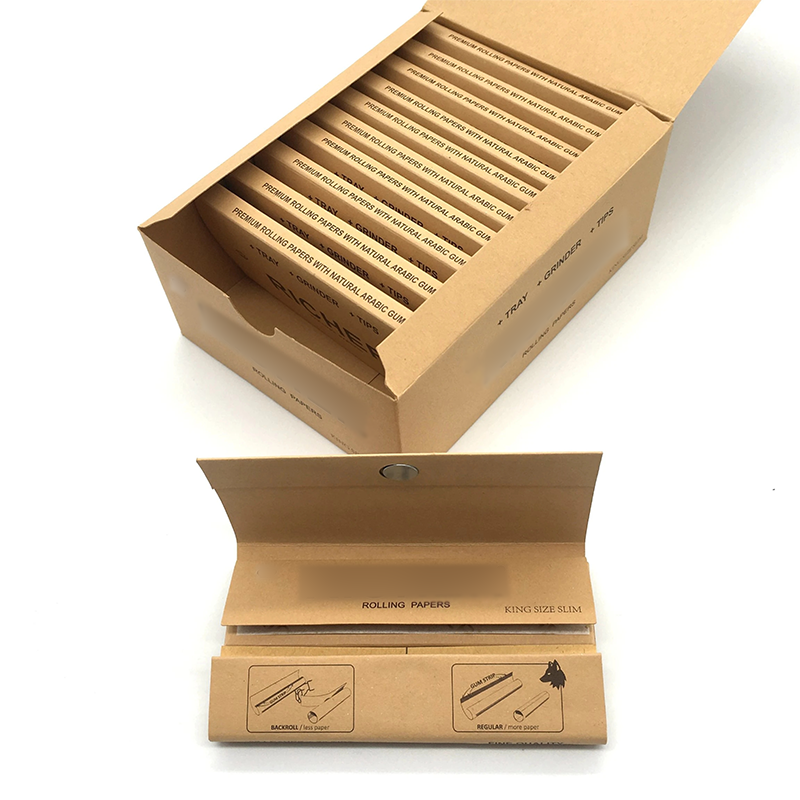 Wholesale China Factory Price Custom Logo OEM Brown Organic Smoking Cigarette Rolling Papers for 14GSM White Paper